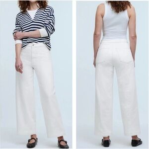 Madewell Womens 26 Jeans White Denim Emmett Wide Leg High Rise Baggy Curvy